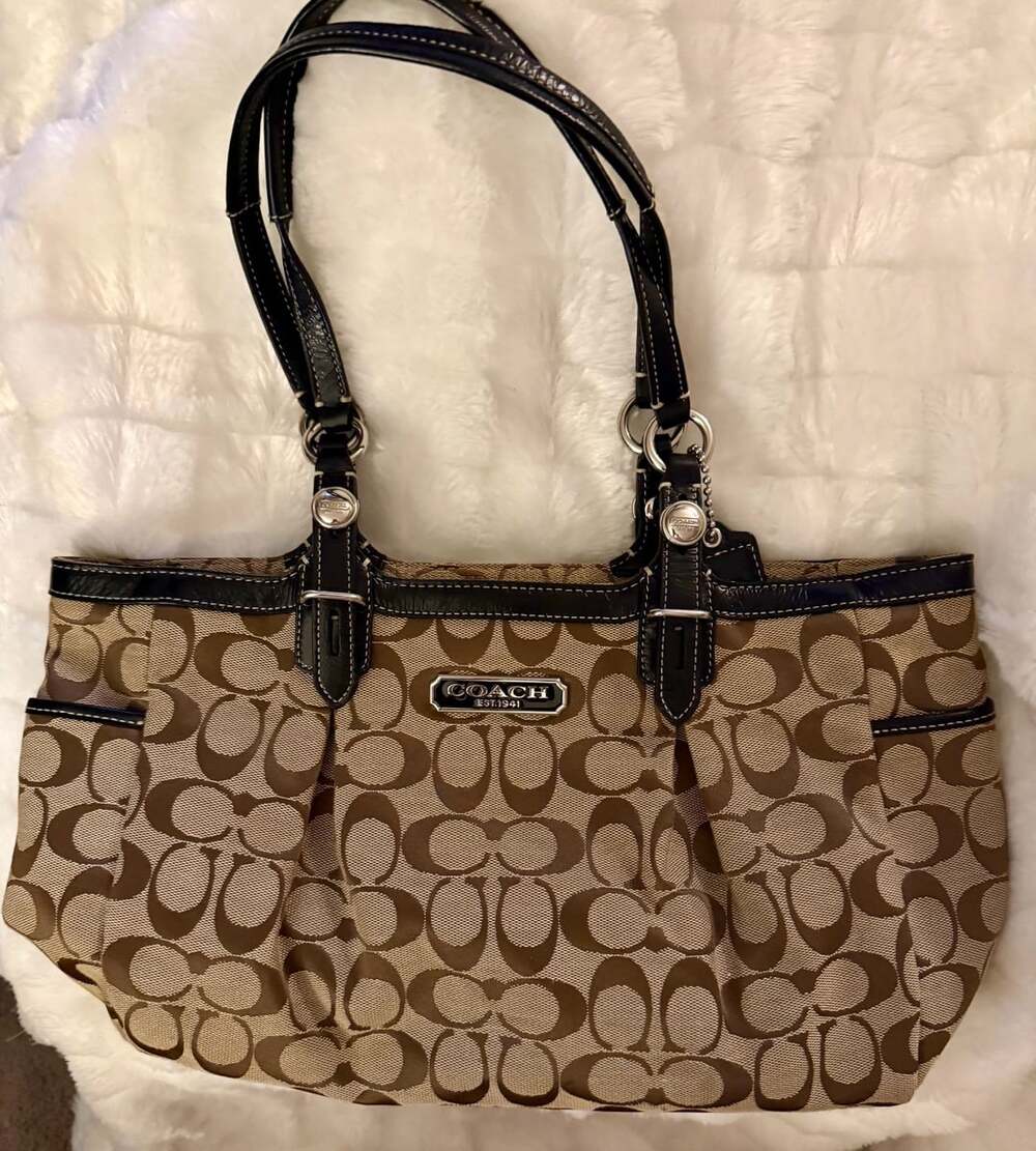 Coach Signature Handbag Purse Brown Canvas